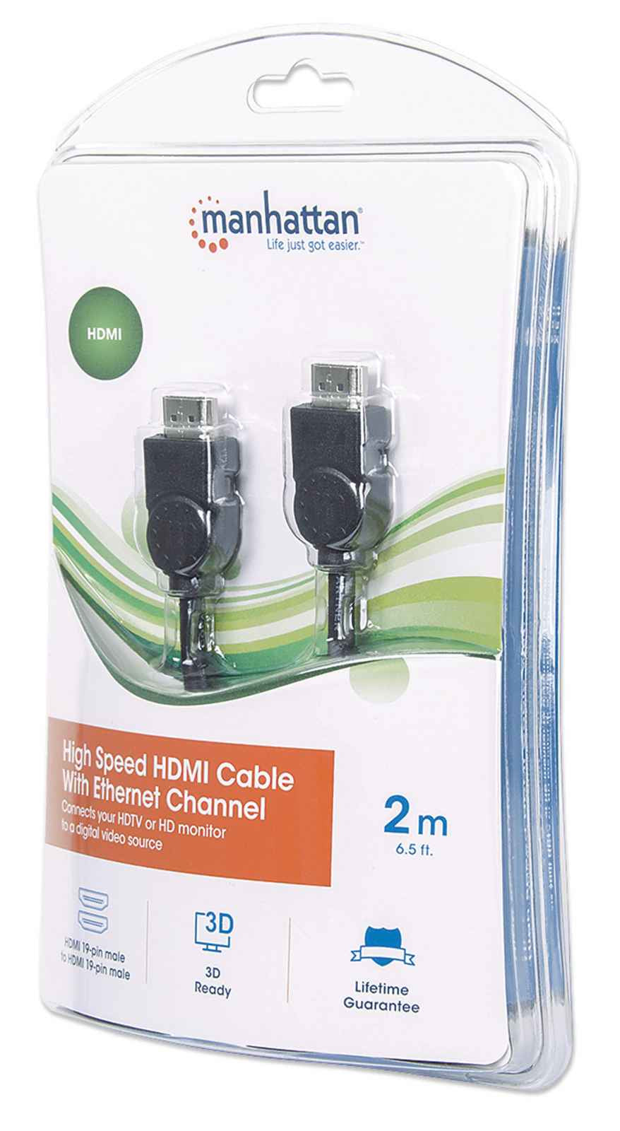 Manhattan Cable HDMI de Alta Velocidad con Canal Ethernet Cable 2 m HDMI tipo A (Estándar) HDMI tipo A (Estándar) Macho
