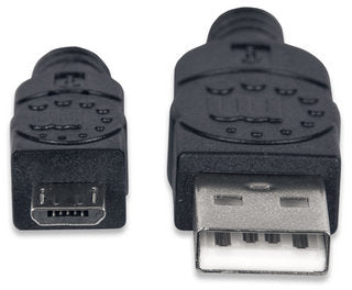 Manhattan USB A - MicroUSB B cable USB USB 2.0 0,5 m Micro-USB B Negro