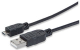 Manhattan USB A - MicroUSB B cable USB USB 2.0 0.5 m Micro-USB B Negro, Macho/Macho