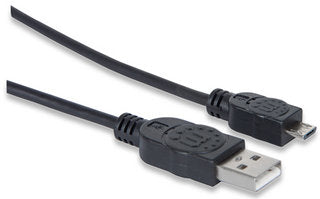 Manhattan USB A - MicroUSB B cable USB USB 2.0 0.5 m Micro-USB B Negro, Macho/Macho
