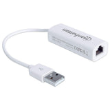 Manhattan Adaptador de red Fast Ethernet USB-A, 10/100 Mbps, 480 Mbps (USB 2.0), RJ45, blanco, 3 años de garantía tarjetas de red Alámbrico USB Ethernet 1