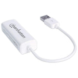 Manhattan Adaptador de red Fast Ethernet USB-A, 10/100 Mbps, 480 Mbps (USB 2.0), RJ45, blanco, 3 años de garantía tarjetas de red Alámbrico USB Ethernet 1