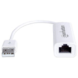 Manhattan Adaptador de red Fast Ethernet USB-A, 10/100 Mbps, 480 Mbps (USB 2.0), RJ45, blanco, 3 años de garantía tarjetas de red Alámbrico USB Ethernet 1
