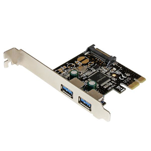 StarTech.com Adaptador Tarjeta Controladora PCI Express PCI-E 2 Puertos USB 3.0 con Alimentación SATA Tarjetas y adaptad