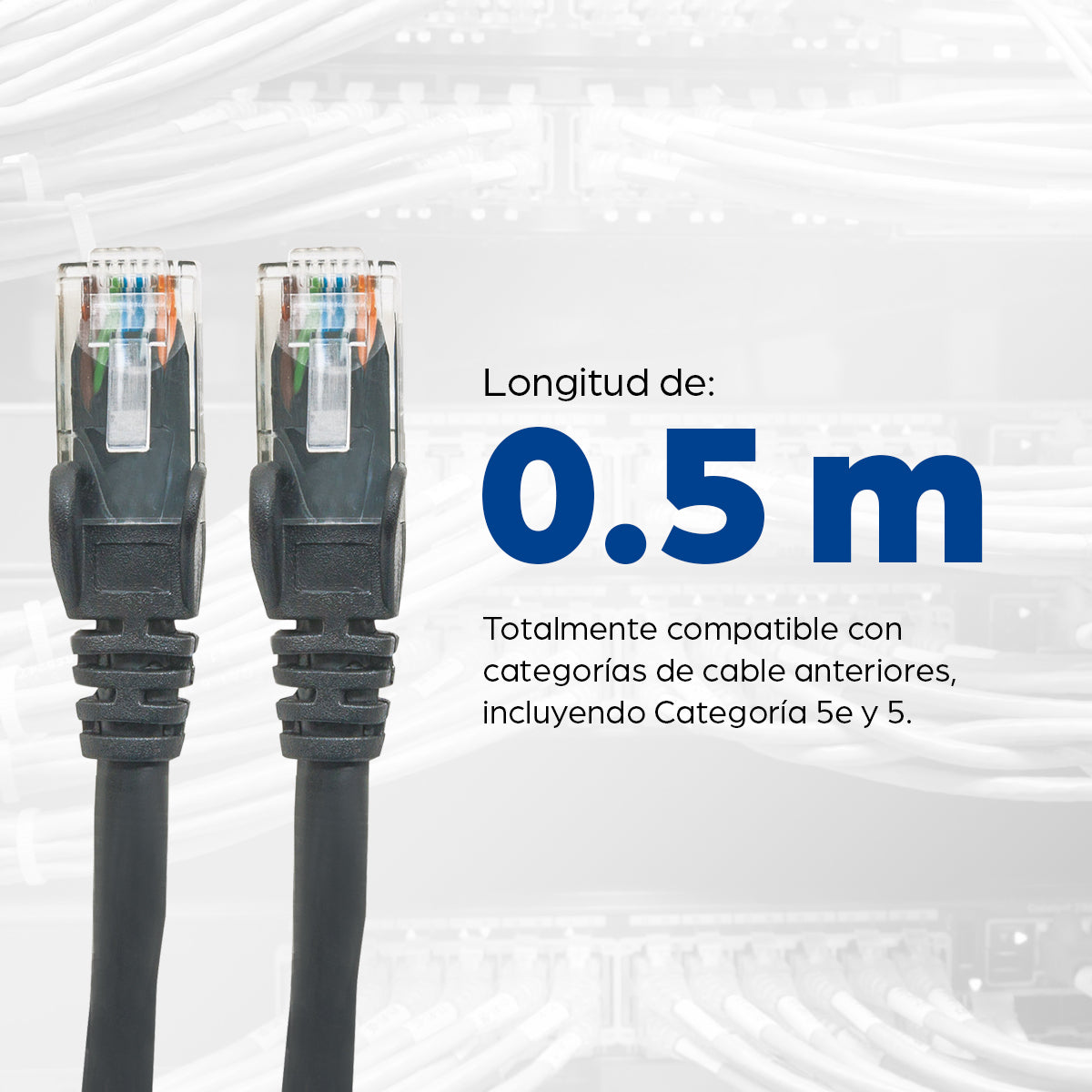 CABLE INT PATCH CAT 6 0.5M (1.5 F) UTP NEGRO CABLE DE RED