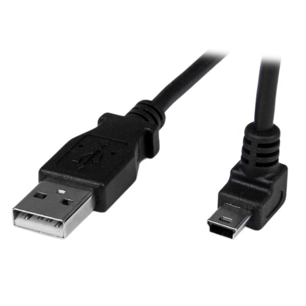 StarTech.com Cable Adaptador 1m USB A Macho a Mini USB B Macho Acodado en Ángulo hacia Arriba Cable USB 2.0 USB A Mini-USB B Macho/Macho