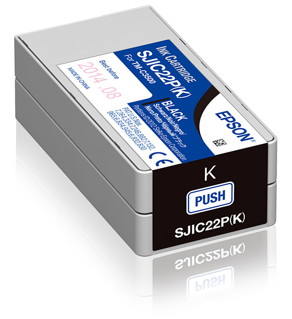 Epson SJIC22P(K): Ink cartridge for ColorWorks C3500 (Black) Cartucho de Tinta Tinta a base de pigmentos 1 pieza(s) Original Tinta a base de pigmentos