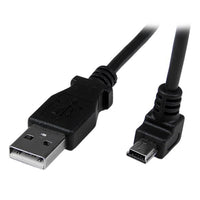 StarTech.com Cable Adaptador 2m USB A Macho a Mini USB B Macho Acodado en Ángulo hacia Abajo Cable USB 2.0 USB A Mini-USB B Macho
