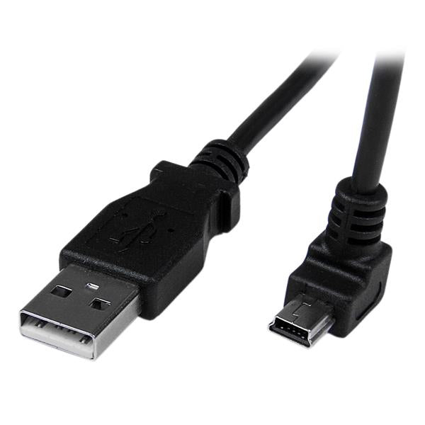StarTech.com Cable Adaptador 2m USB A Macho a Mini USB B Macho Acodado en Ángulo hacia Abajo Cable USB 2.0 USB A Mini-USB B Macho