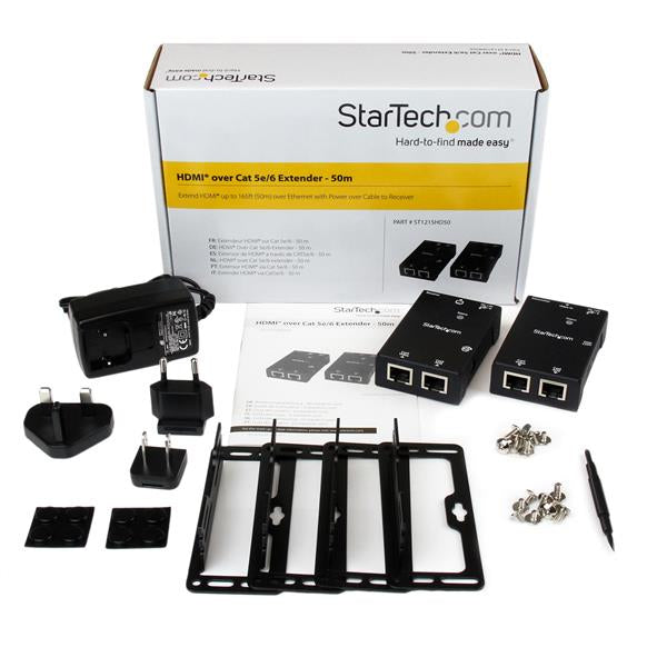 StarTech.com Kit Extensor Vídeo Audio HDMI por Cable UTP Ethernet Cat5 Cat6 RJ45 con Power over Cable - 50m audio/vídeo extendedores Transmisor y receptor de señales AV 1920 x 1080 Pixeles Cat5e, Cat6 50 m