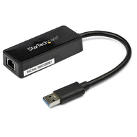 StarTech.com Adaptador Tarjeta de Red NIC Externa USB 3.0 de 1 Puerto Gigabit Ethernet RJ45 y Puerto USB - Negro tarjetas de red Alámbrico USB Ethernet 1