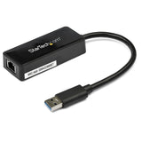 StarTech.com Adaptador Tarjeta de Red NIC Externa USB 3.0 de 1 Puerto Gigabit Ethernet RJ45 y Puerto USB - Negro tarjetas de red Alámbrico USB Ethernet 1