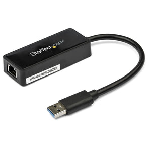 StarTech.com Adaptador Tarjeta de Red NIC Externa USB 3.0 de 1 Puerto Gigabit Ethernet RJ45 y Puerto USB - Negro tarjetas de red Alámbrico USB Ethernet 1