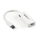 StarTech.com Adaptador Tarjeta de Red NIC Externa USB 3.0 de 1 Puerto Gigabit Ethernet RJ45 y Puerto USB - Blanco Tarjet