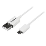 StarTech.com Cable Adaptador 1m USB A Macho a Micro USB B Macho para Teléfono Móvil Smartphone - Blanco Cables USB USB 2