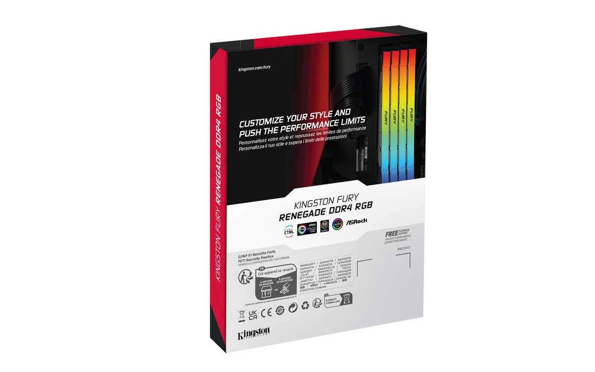 Kingston Technology 32 GB 3600 MT/s DDR4 CL18 DIMM FURY Renegade RGB Memoria RAM 18 32 GB 1 x 32 GB DDR4