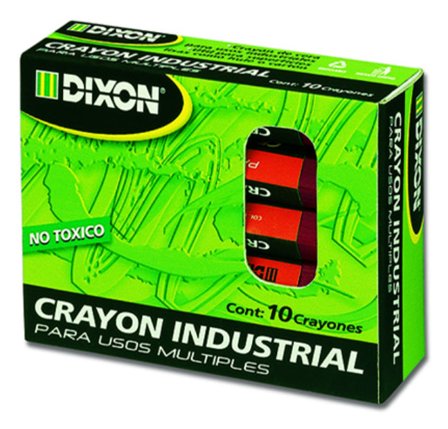 Crayón de Cera Industrial  Dixon Rojo Caja con 10 Piezas