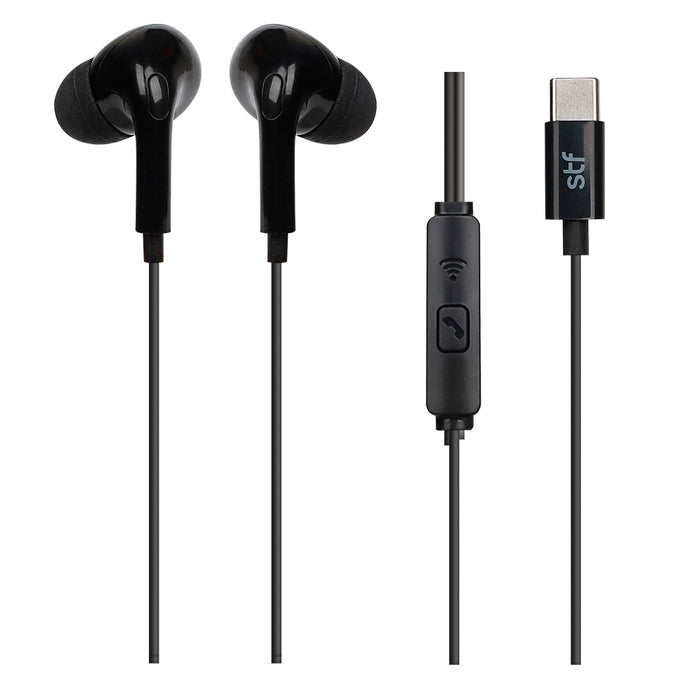 STF ST-E60969 audífono y auriculare Auriculares Alámbrico Intra auditivo Llamadas/Música USB Tipo C Negro