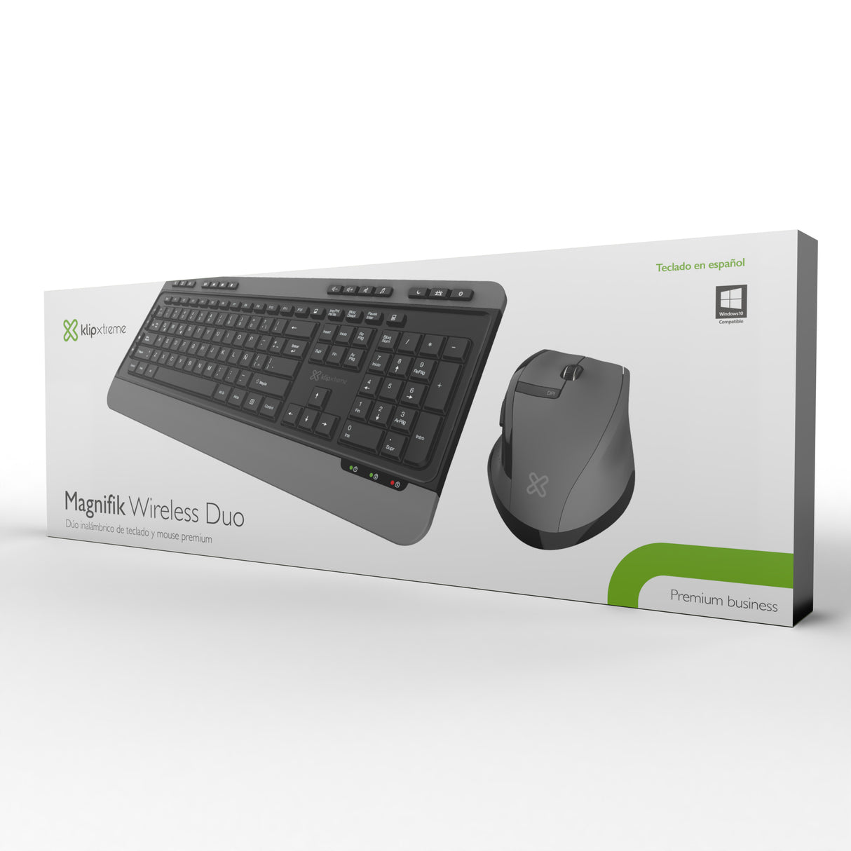 Klip Xtreme Magnifik teclado Ratón incluido Universal RF inalámbrico QWERTY Negro, Gris, Tamaño completo (100%)