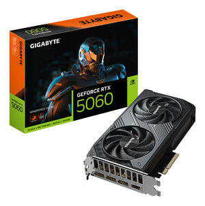 GIGABYTE GeForce RTX 5060 WINDFORCE OC 8G Tarjeta Gráfica - 8GB GDDR7, 128bit, PCI-E 5.0, 2512 MHz Frecuencia del núcleo, 3 x DisplayPort, 1 x HDMI, GV-N5060WF2OC-8GD tarjetas gráficas Si 3840 NVIDIA GeForce RTX 5060