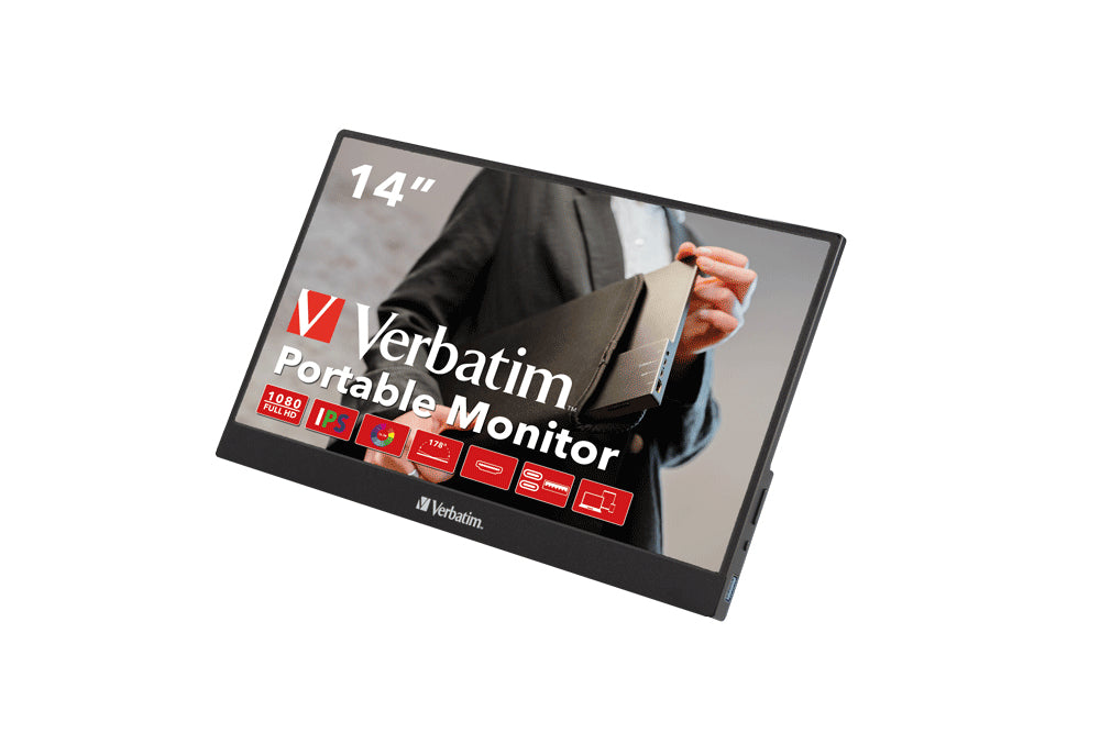 Verbatim 49590 pantalla para PC 35,6 cm (14") 1920 x 1080 Pixeles Full HD LCD Negro