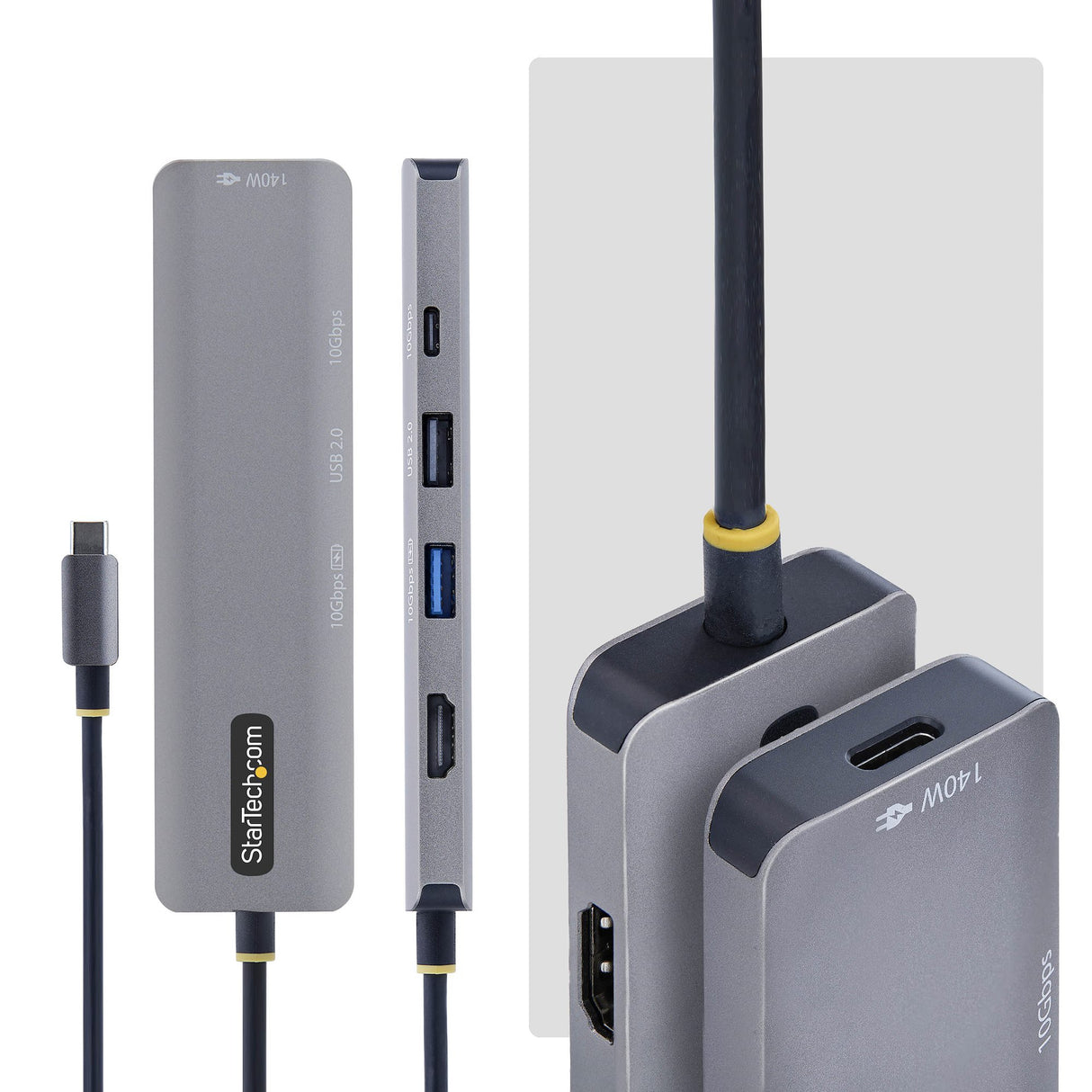 StarTech.com Mini Dock USB-C A HDMI - Adaptador Multipuertos Tipo C - PD de 140W - 4K 60Hz - Hub USB 10Gbps - Para MacBo