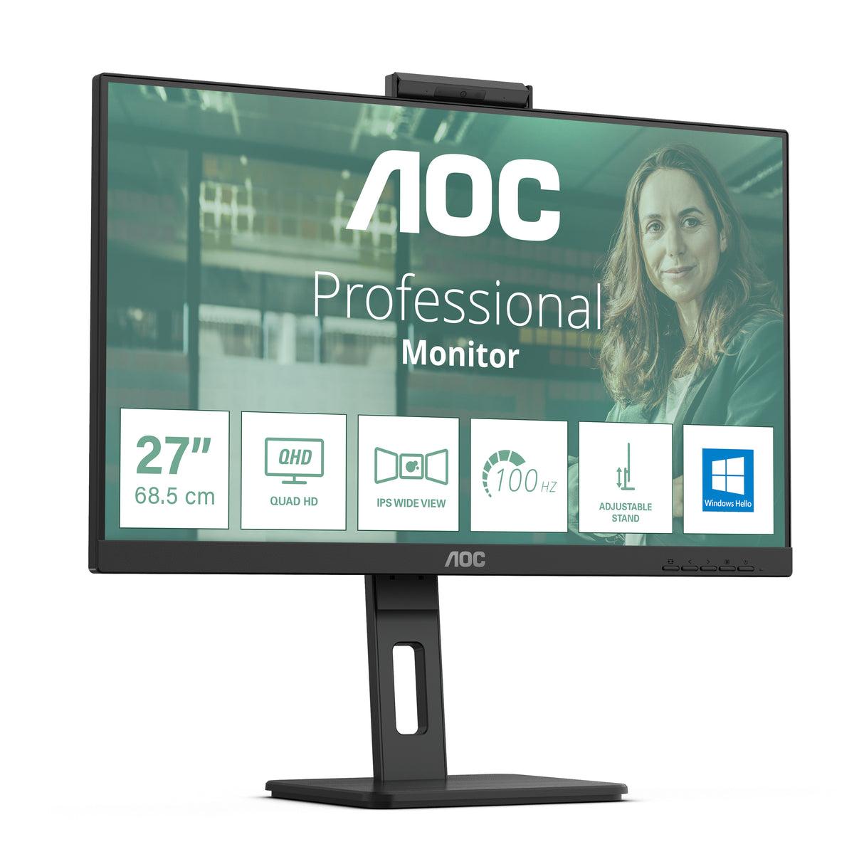 AOC Q27P3CW Monitor 68,6 cm (27") 2560 x 1440 Pixeles Quad HD W-LED Negro