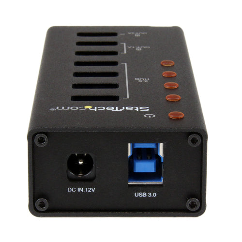 StarTech.com Hub Concentrador USB 3.0 (5Gbps) de 4 Puertos y 3 Puertos de Carga USB ( 2x 1A y 1x 2A) - Ladrón con Carcas