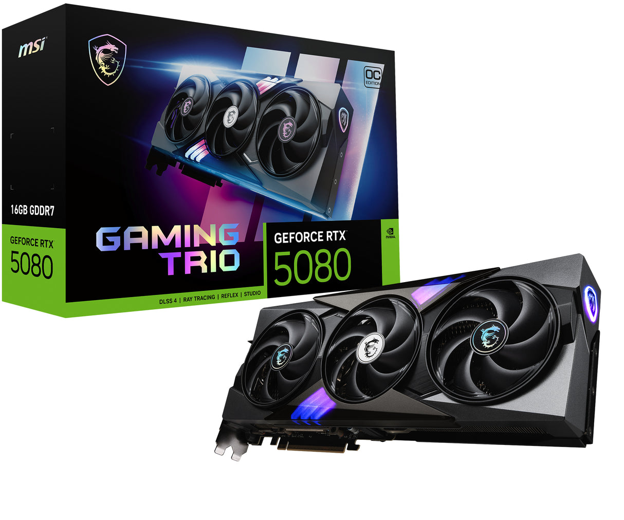 MSI GEFORCE RTX 5080 16G GAMING TRIO OC tarjetas gráficas Si 10752 NVIDIA GeForce RTX 5080