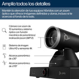 HP Poly Cámara inteligente Poly Studio E60 4K con zoom óptico de 12 aumentos y MPTZ Cámaras de videoconferencia 8 MP 8 M