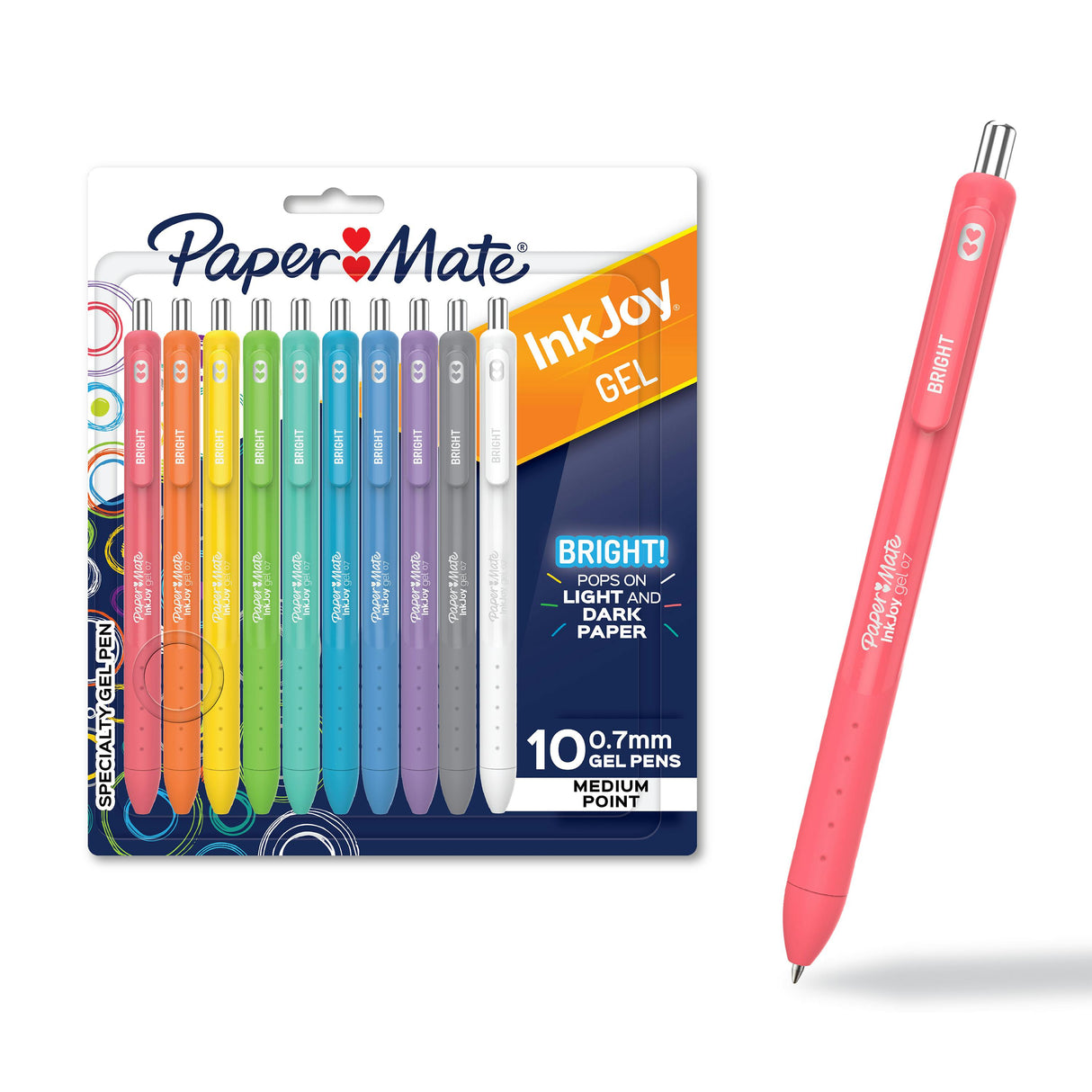 Papermate InkJoy Medio Bolígrafo de gel de punta retráctil Colores surtidos 10 pieza(s)