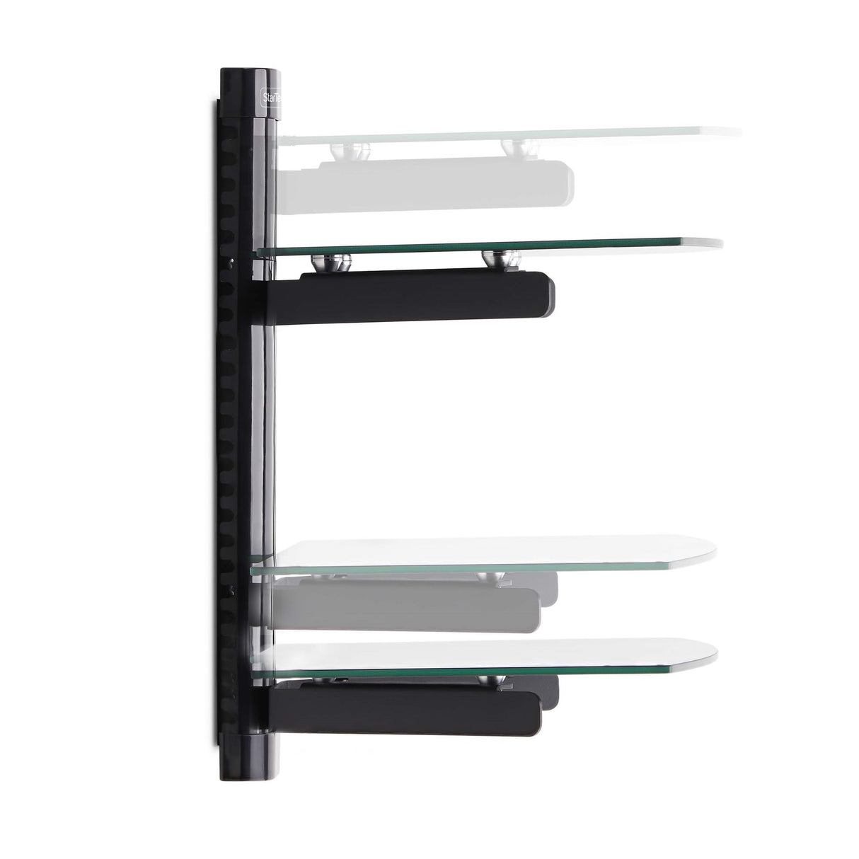 StarTech.com 2B-WALL-MOUNT-SHELF Estantes para equipos av Negro Vidrio 250 mm