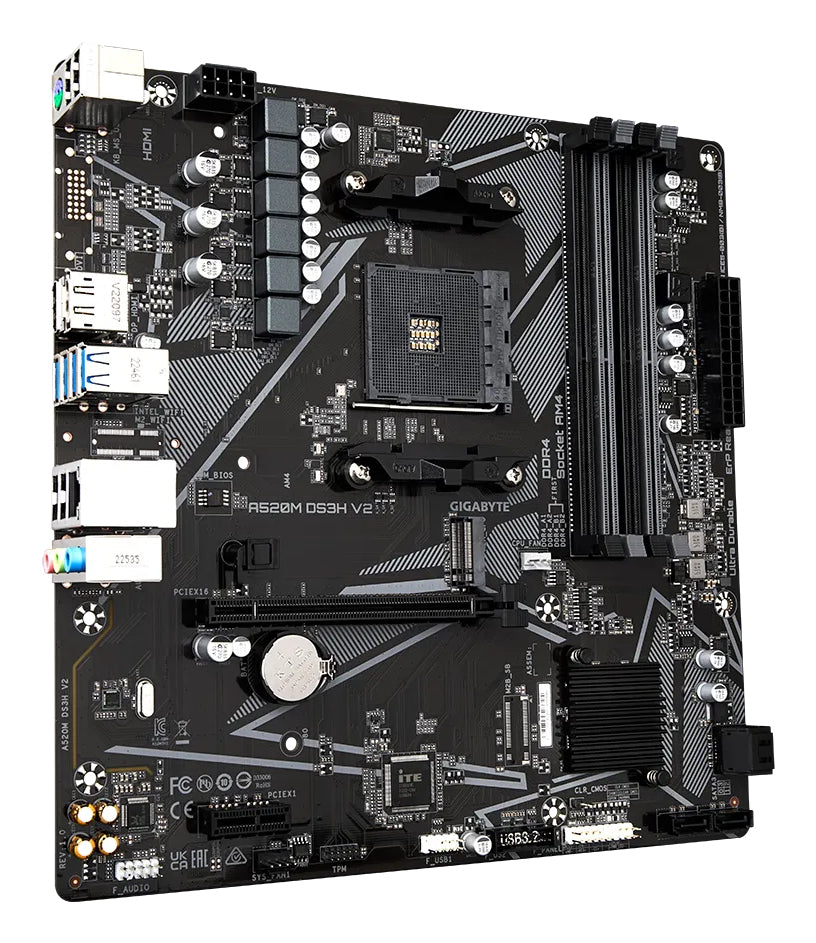 GIGABYTE Placa base A520M DS3H V2 - Soporta CPUs AMD Ryzen serie 5000 AM4, hasta 4733 MHz DDR4 (OC),