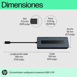 HP Hub multipuerto USB-C universal, Acoplamiento, USB 3.2 Gen 2 (3.1 Gen 2) Type-C, Negro