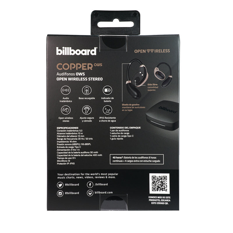 Billboard BB-E75961 audífono y auriculare Auriculares Inalámbrico Gancho de oreja Llamadas/Música USB Tipo C Bluetooth C