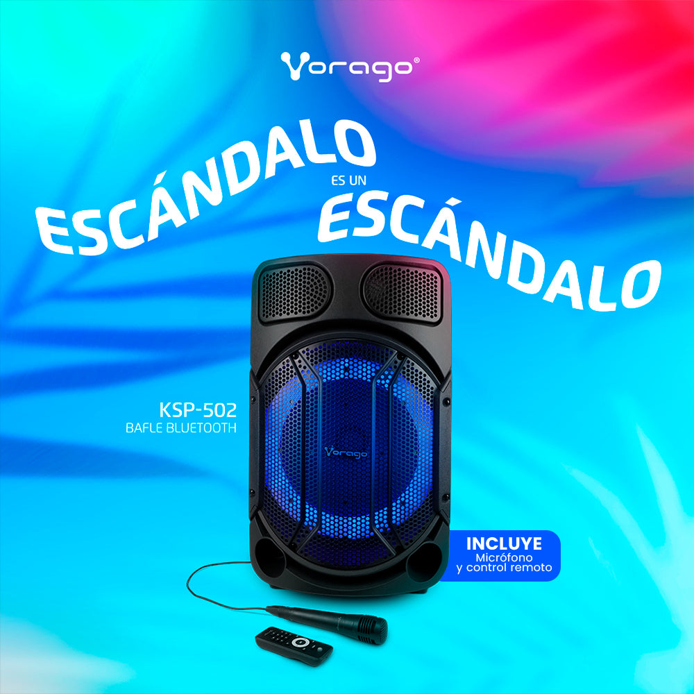 BAFLE VORAGO KSP-502 15" 80W FM BLUETOOTH RECARGABLE 1 MICRÓFONO TWS