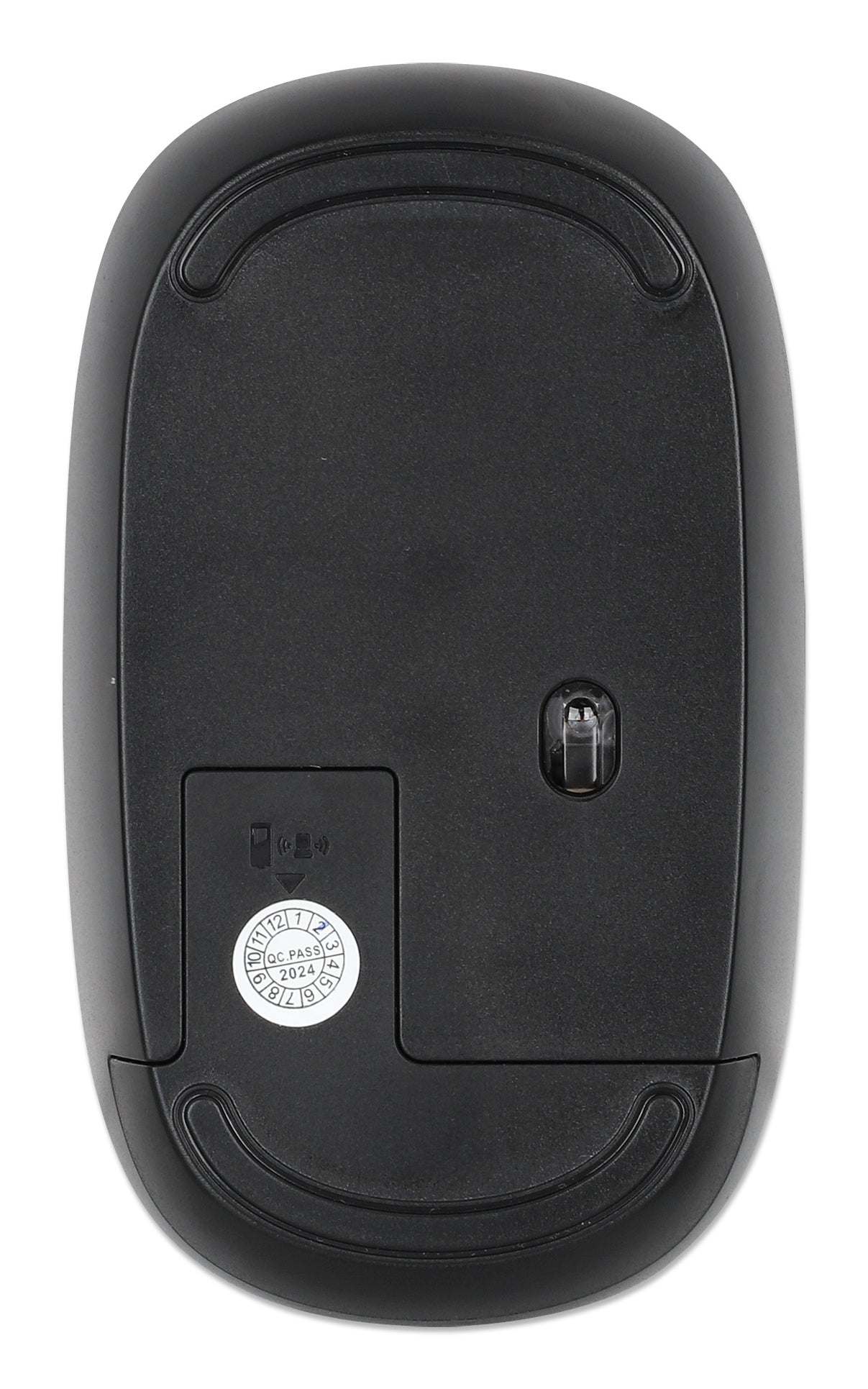 Manhattan Ratón óptico inalámbrico MW3050, negro, 1200 dpi, 2,4 GHz (hasta 10 m), USB, ambidiestro, 3 botones con rueda, receptor nano USB-A, pila AA incluida, base de baja fricción, garantía 3 años Ratón 1 Vertical Universal Óptico