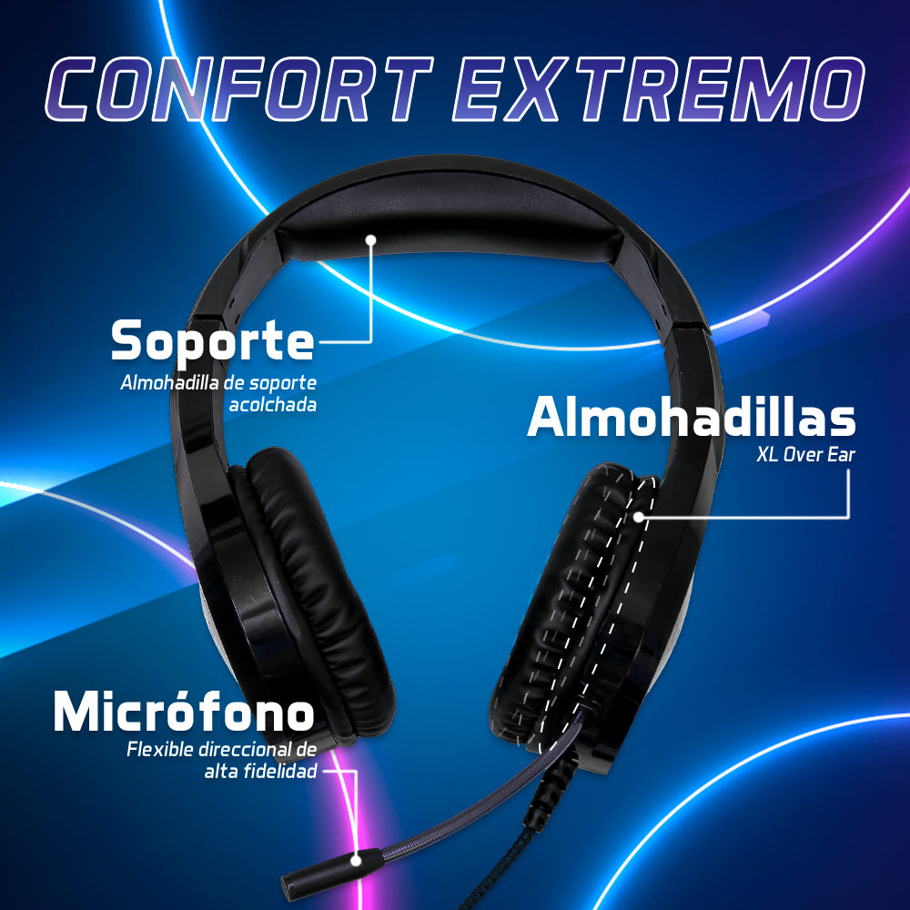 Vorago HS-501 auricular y casco Auriculares Alámbrico Diadema Juego Negro