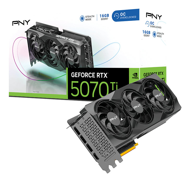 PNY GeForce RTX 5070 Ti OC NVIDIA 16 GB GDDR7, 256 Bit, 7680 x 4320 Pixeles, PCI Express x16 5.0