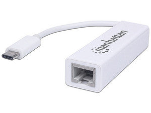 Adaptador de Red Gigabit USB-C a USB 3.1 Gen 1 (5 Gbps), Color Blanco, Compacto y Ligero