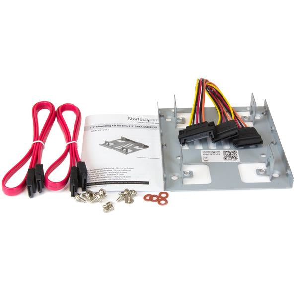 StarTech.com Bracket Adaptador Bandeja de Montaje 2 Unidades de Disco Duro HDD de 2,5" a Bahía de 3,5 Pulgadas paneles accesorios para ordenadores 8,89 cm (3.5") Panel de instalación Acero inoxidable 2