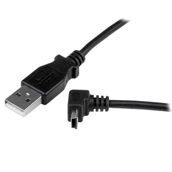 StarTech.com Cable Adaptador 1m USB A Macho a Mini USB B Macho Acodado en Ángulo hacia Arriba Cable USB 2.0 USB A Mini-USB B Macho/Macho
