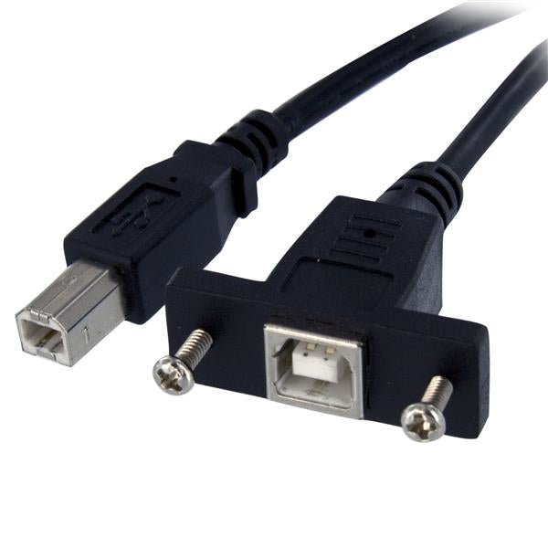 StarTech.com Cable de 91cm USB 2.0 para Montar Empotrar en Panel - Extensor Macho a Hembra USB B - Negro Cable USB 2.0 USB B USB B Macho