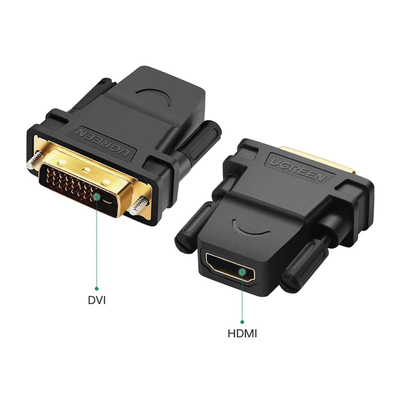 Ugreen 20124 cambiador de género para cable HDMI DVI Negro, Oro