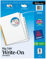 Separador blanco carta 8 divisiones AVER