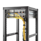 StarTech.com Anilla Pasacables en D Vertical 1U para Gestión de Cableado en Armarios Racks - Guiacables 4,5x10cm Rack Anillo organizador de cables Negro Acero 1U