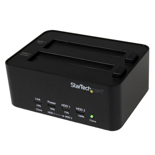 StarTech.com Duplicador y Borrador de Discos Duros de 2 Bahías - Clonador Copiador Autónomo de Discos Duros SATA - Docki