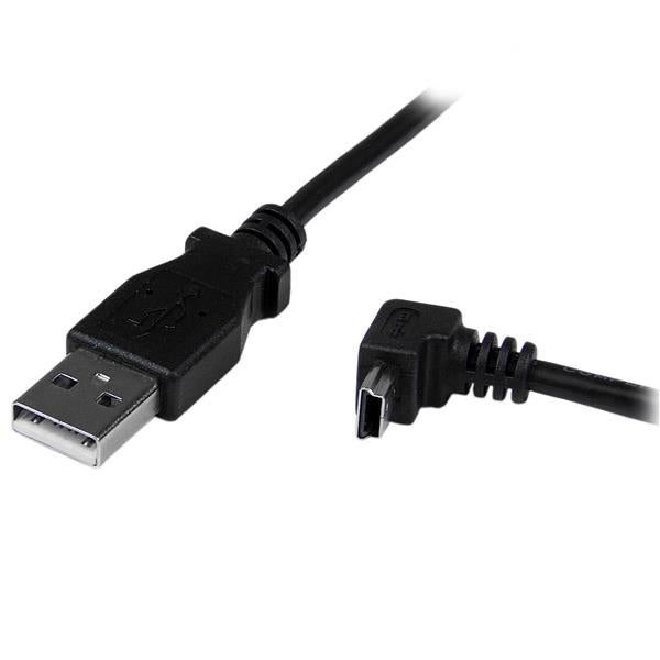 StarTech.com Cable Adaptador 2m USB A Macho a Mini USB B Macho Acodado en Ángulo hacia Abajo Cable USB 2.0 USB A Mini-USB B Macho