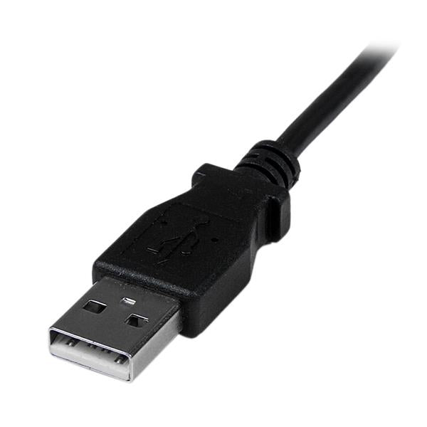 StarTech.com Cable Adaptador 2m USB A Macho a Mini USB B Macho Acodado en Ángulo hacia Abajo Cable USB 2.0 USB A Mini-USB B Macho