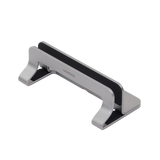 Soporte Vertical para Laptop / Adecuado para escritorio / Anchura Ajustable (12-26mm) / Amplia compatibilidad / Anti-Arañazos / Anti-Deslizante /Ajustable Mediante Tornillos / Color Plata / Aluminio + Silicona